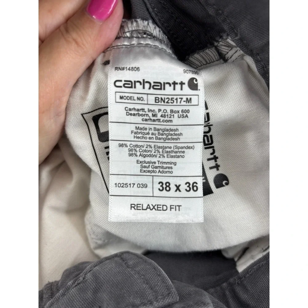 Carhartt Rugged Flex Canvas Work Pants Mens 38x36 Gray Relaxed Fit BN2517-M